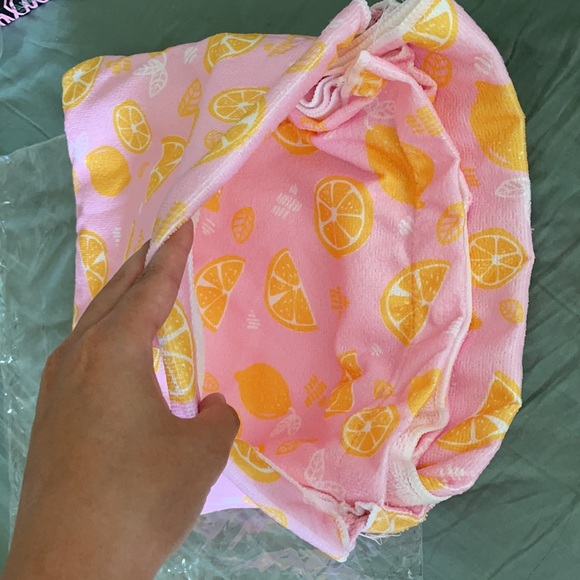 Ulta Pink & Lemon Beach Towel & Drawstring Bag - Picture 3 of 4